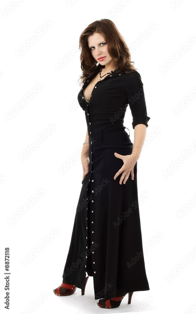 series of images with the beautiful brunette in a black dress series of images with the beautiful brunette in a black dress