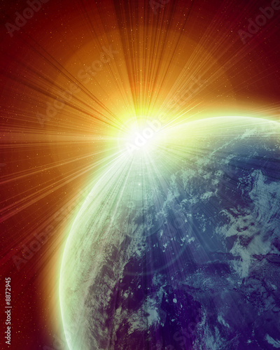 Fototapeta Naklejka Na Ścianę i Meble -  sunset on planet earth in outer space