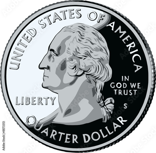 isolated United States Quarter - vector illustration