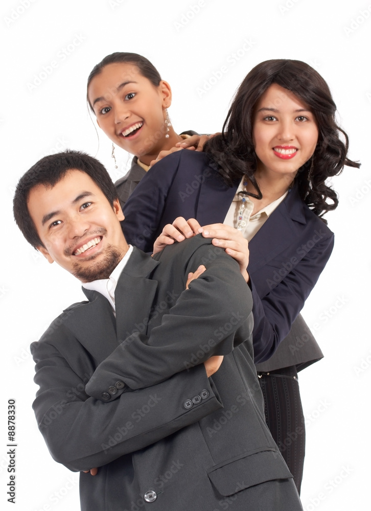 optimistic young businesspeople on a white background optimistic young businesspeople on a white background