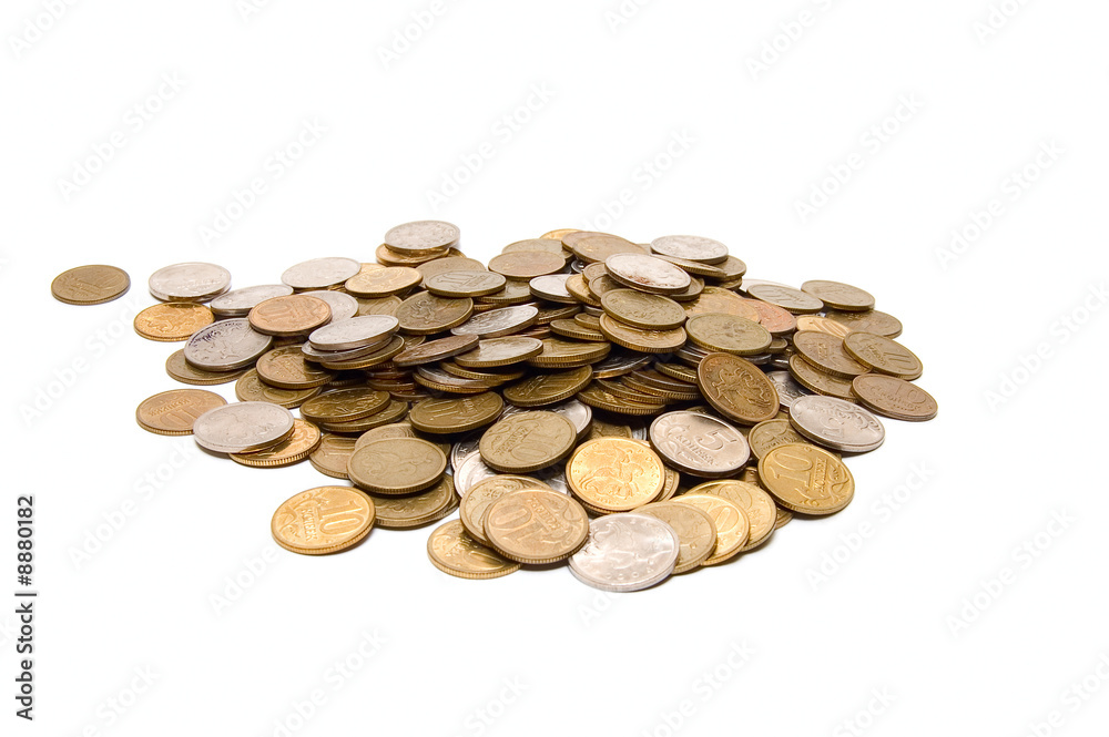 Group of coins on white background Group of coins on white background