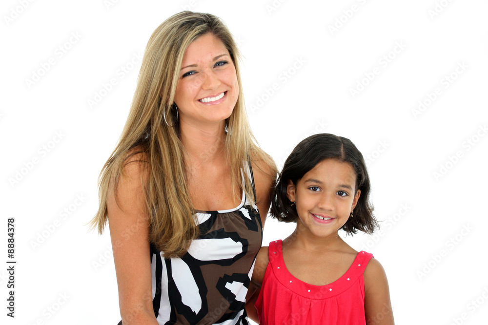 Family Sitting Together Against a white background Family Sitting Together Against a white background