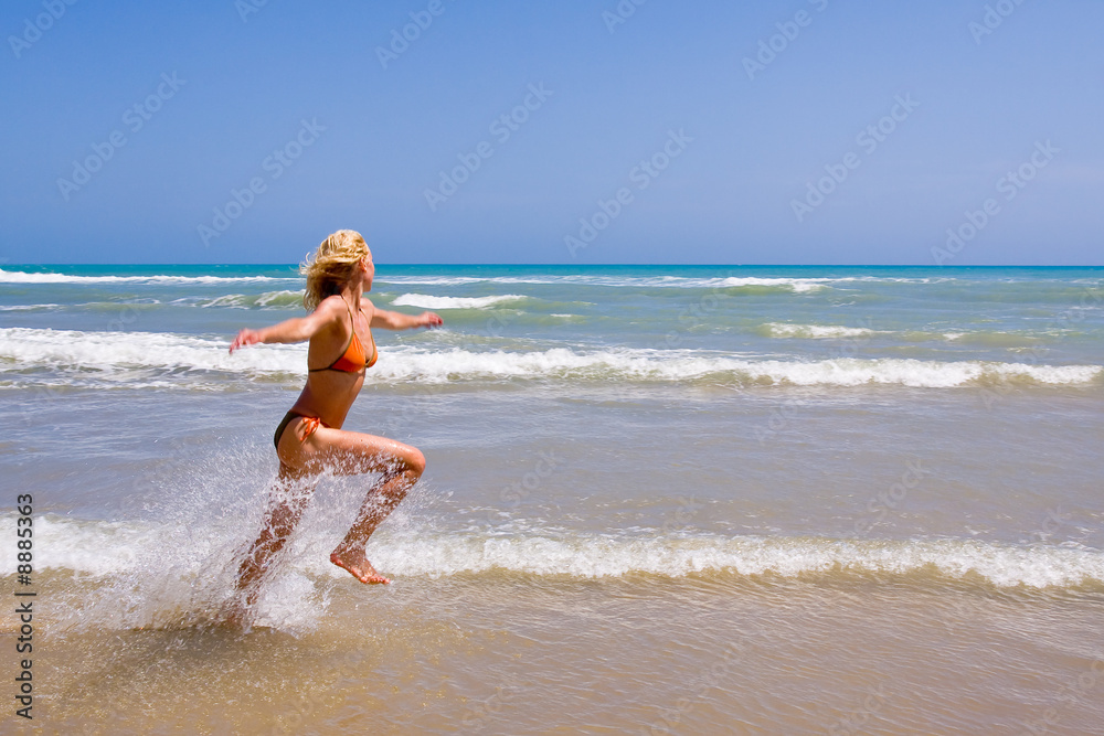 a beutiful woman on the beach in Mediterranean a beutiful woman on the beach in Mediterranean