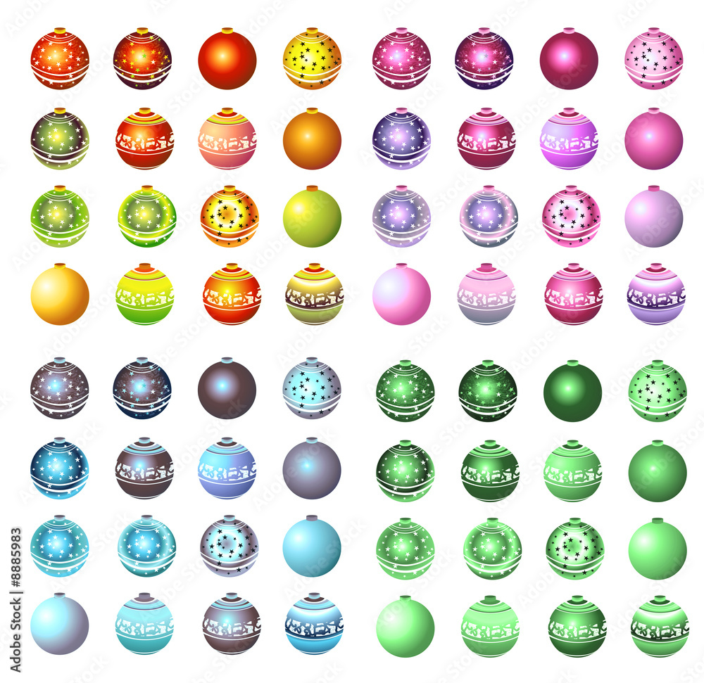 Christmas Ball Icon Set - 64 Icons multicolors Christmas Ball Icon Set - 64 Icons multicolors