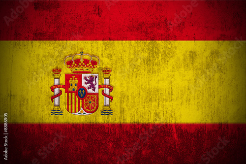 Weathered Flag Of Spain, fabric textured #8886905