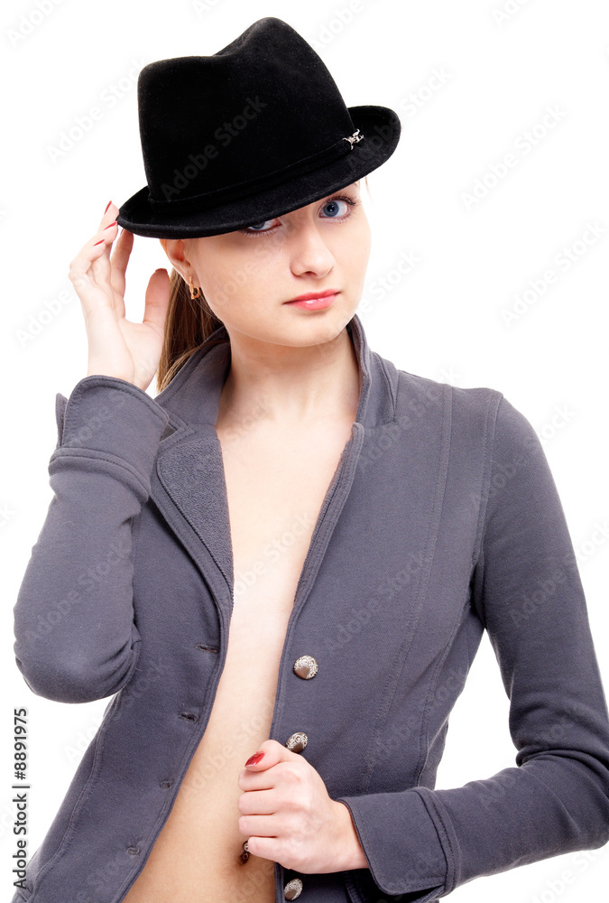 young female model on isolated background young female model on isolated background