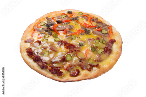 Supreme Pizza isolated on a white background.