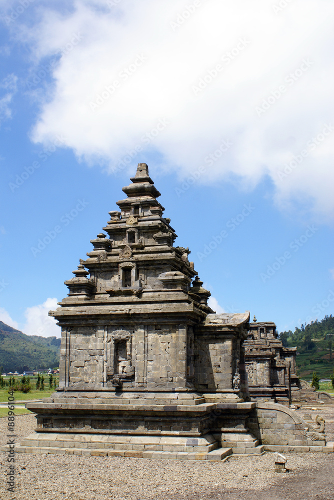 Temples in Arjuna complex, plateau Dieng, Java