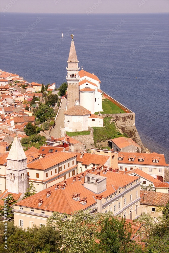 Piran with the St George church, Slovenia