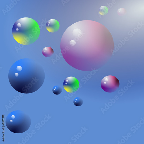 bulles de couleur sur fond bleu