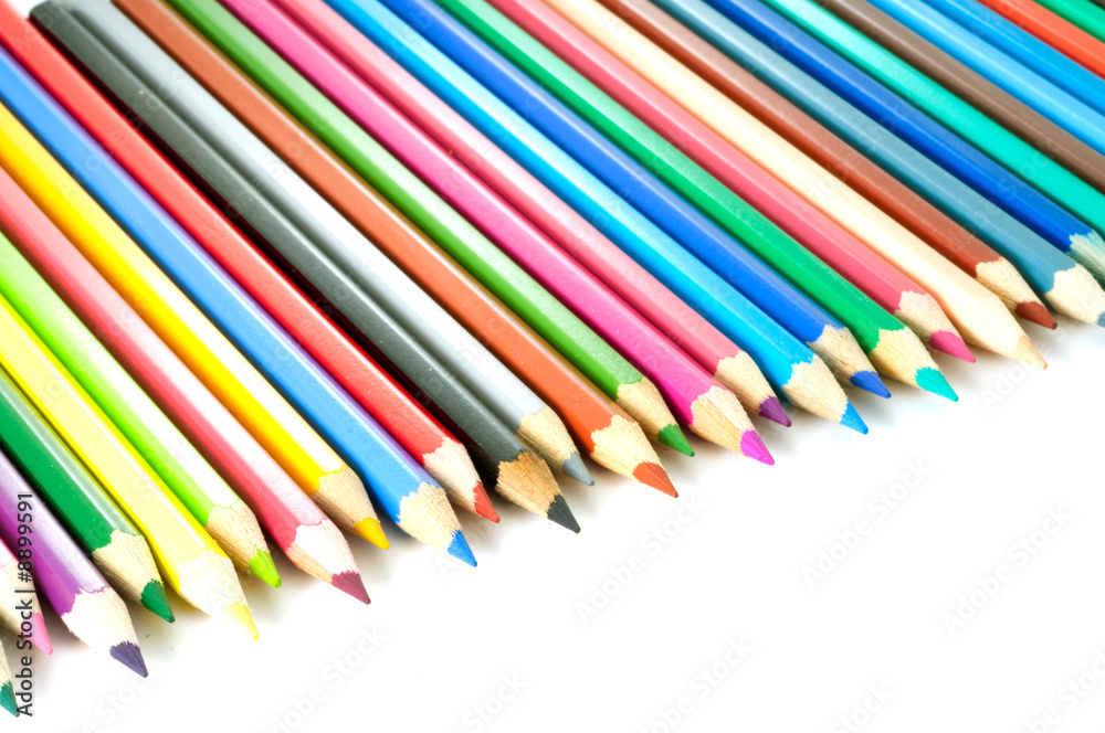 coloured pencils with shadow on white background.. coloured pencils with shadow on white background..