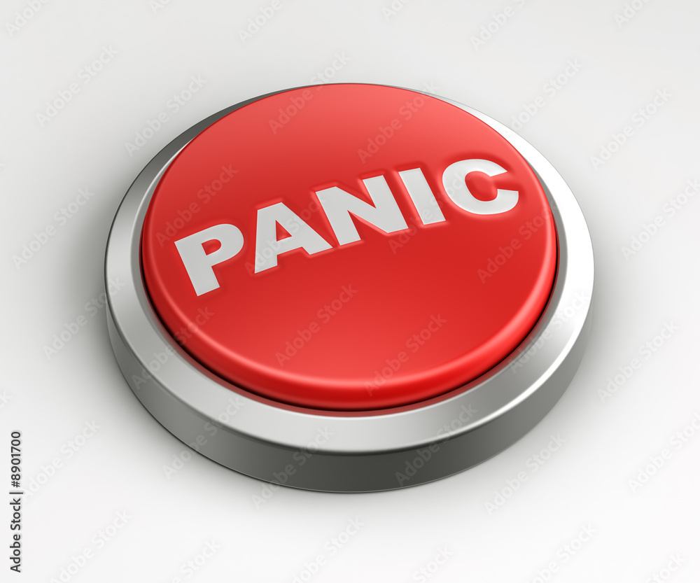 3d rendering of a red button with panic written on it. 3d rendering of a red button with panic written on it.