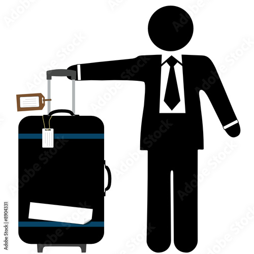 Business Man Traveler & Suitcase with Luggage Tags