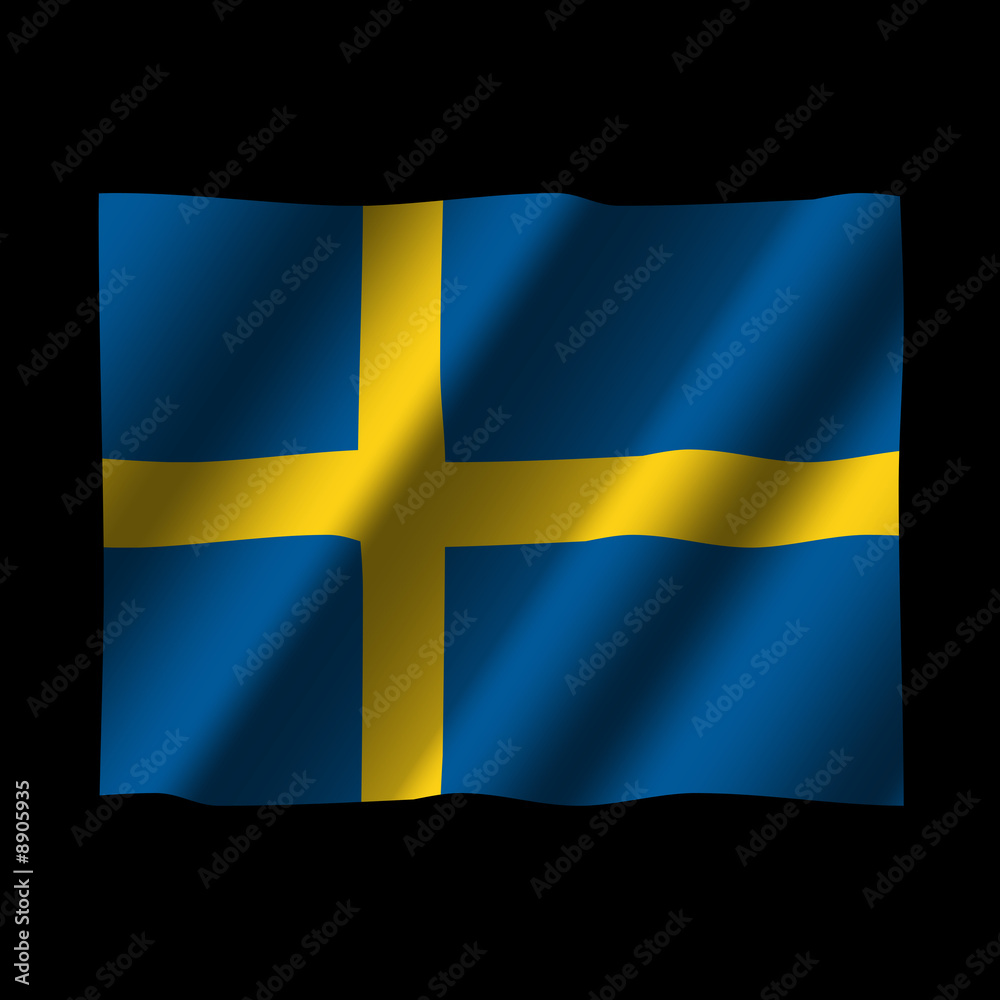 Swedish flag with ripples on black illustration Swedish flag with ripples on black illustration