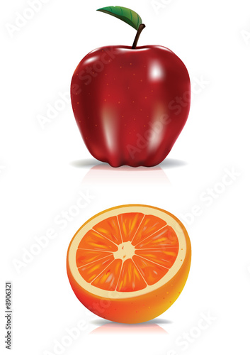 Red apple and orange