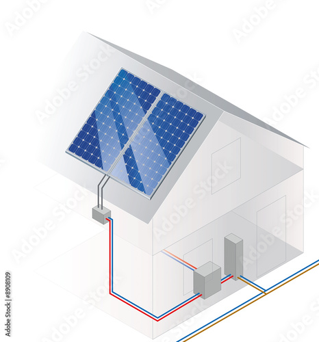 Schema Solaranlage auf einem Hausdach Fotovoltaik photo