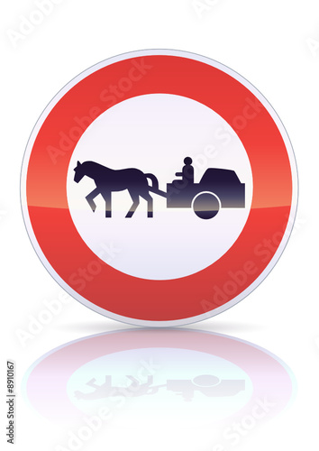 Accès interdit aux véhicules à traction animale (reflet métal)