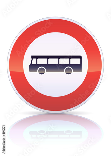 Accès interdit véhicules de transport en commun (reflet métal)
