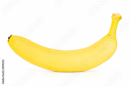 Ripe yellow banana on a white background