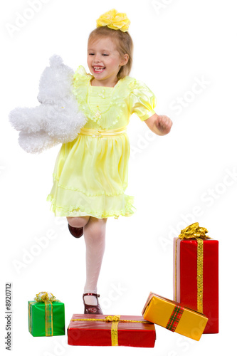 The joyful girl with gifts