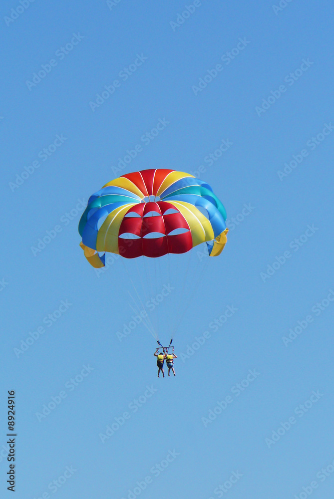 Sports activity double parasailing two people Sports activity double parasailing two people