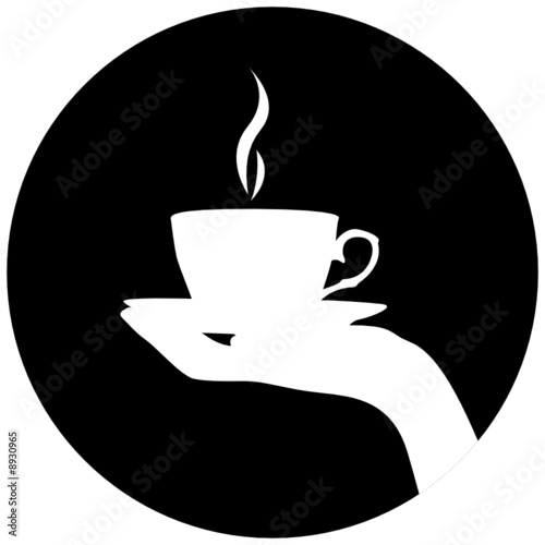 Silhouette of hand with cup of coffee/tea