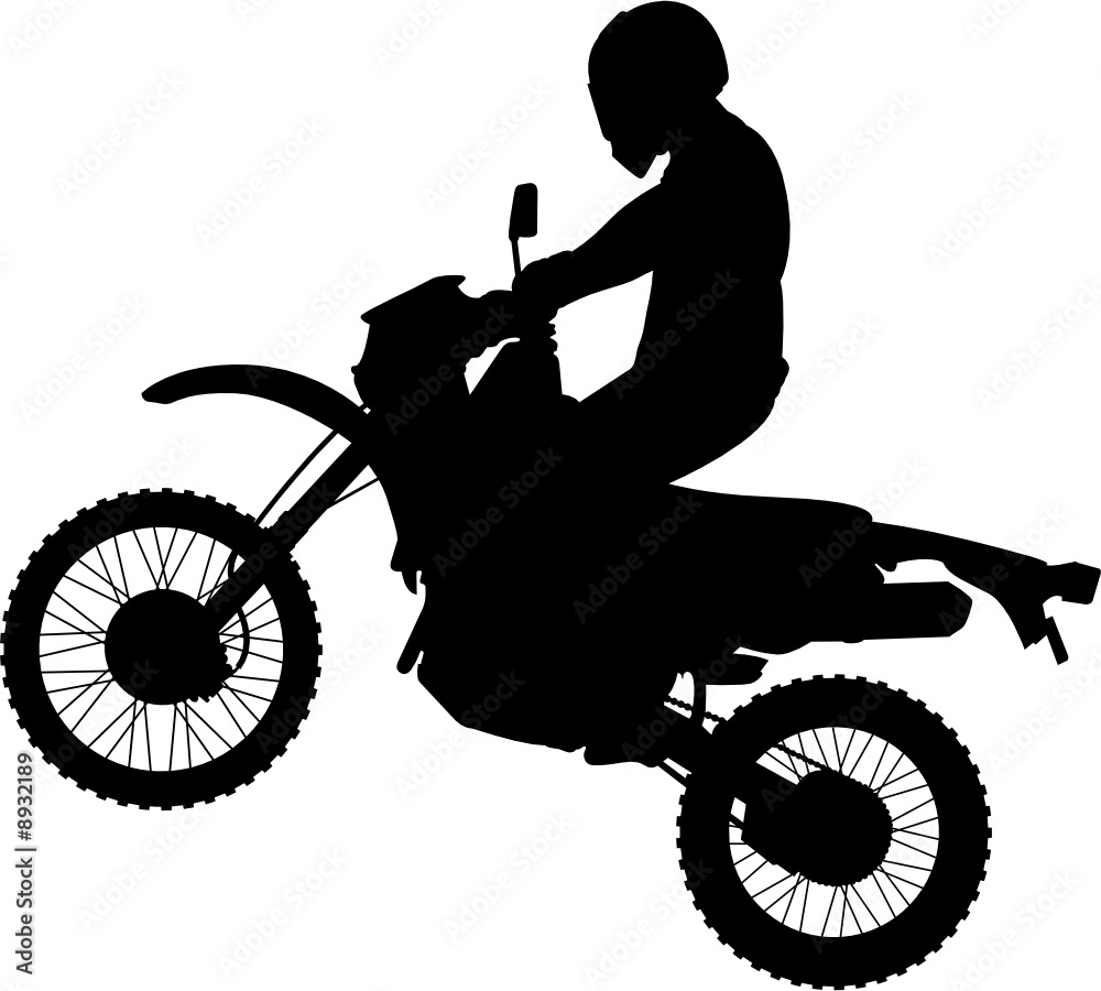 Fototapeta premium Man on a Jumping Dirtbike Silhouette