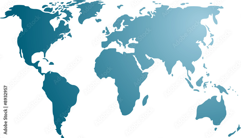 Map of the world illustration, simple outline gradient colors