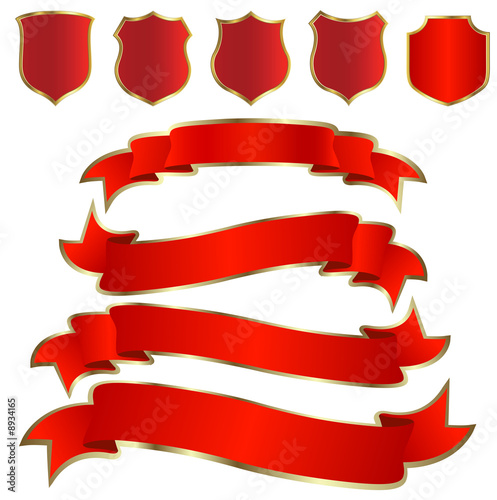 golden shiled and ribbon