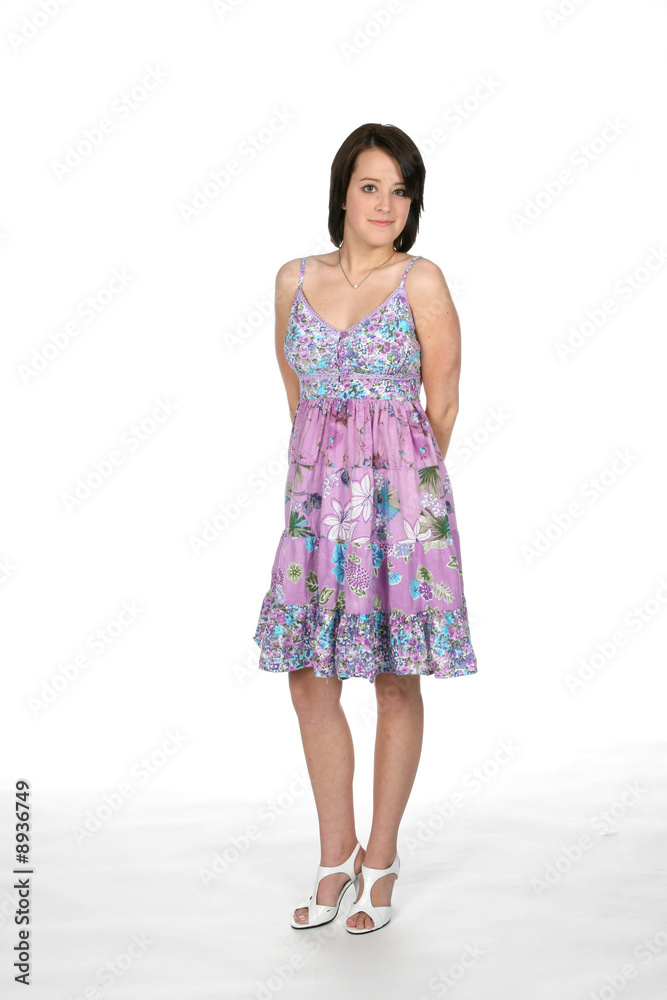 pretty teen in purple and blue floral sundress pretty teen in purple and blue floral sundress