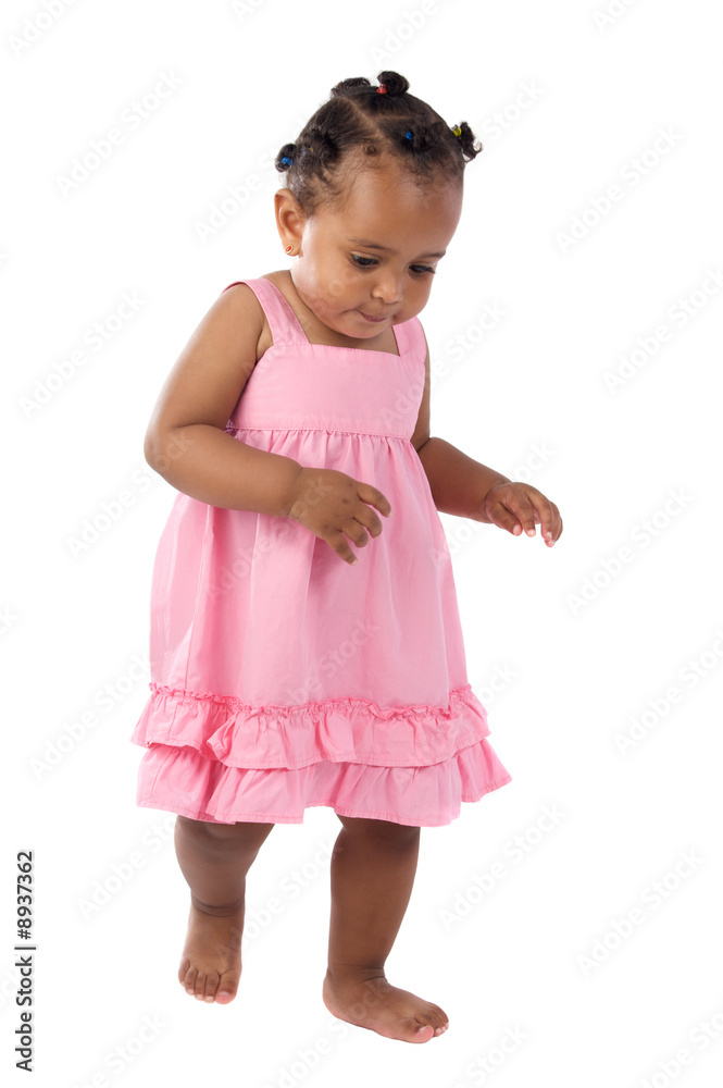 adorable happy baby learning to walk a over white background adorable happy baby learning to walk a over white background