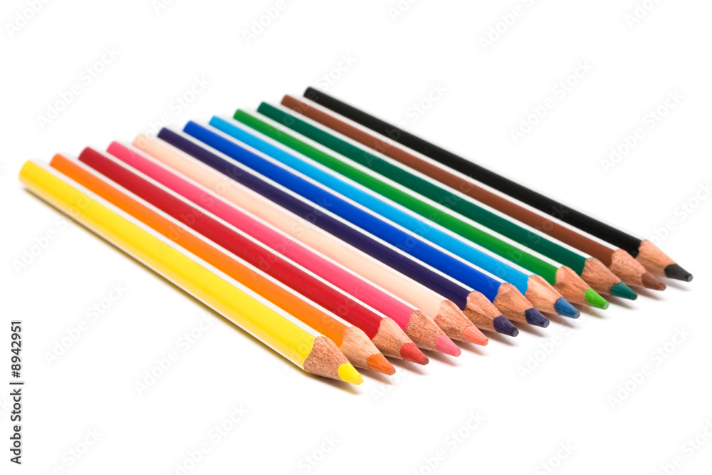 Beautiful color pencils on a white background Beautiful color pencils on a white background