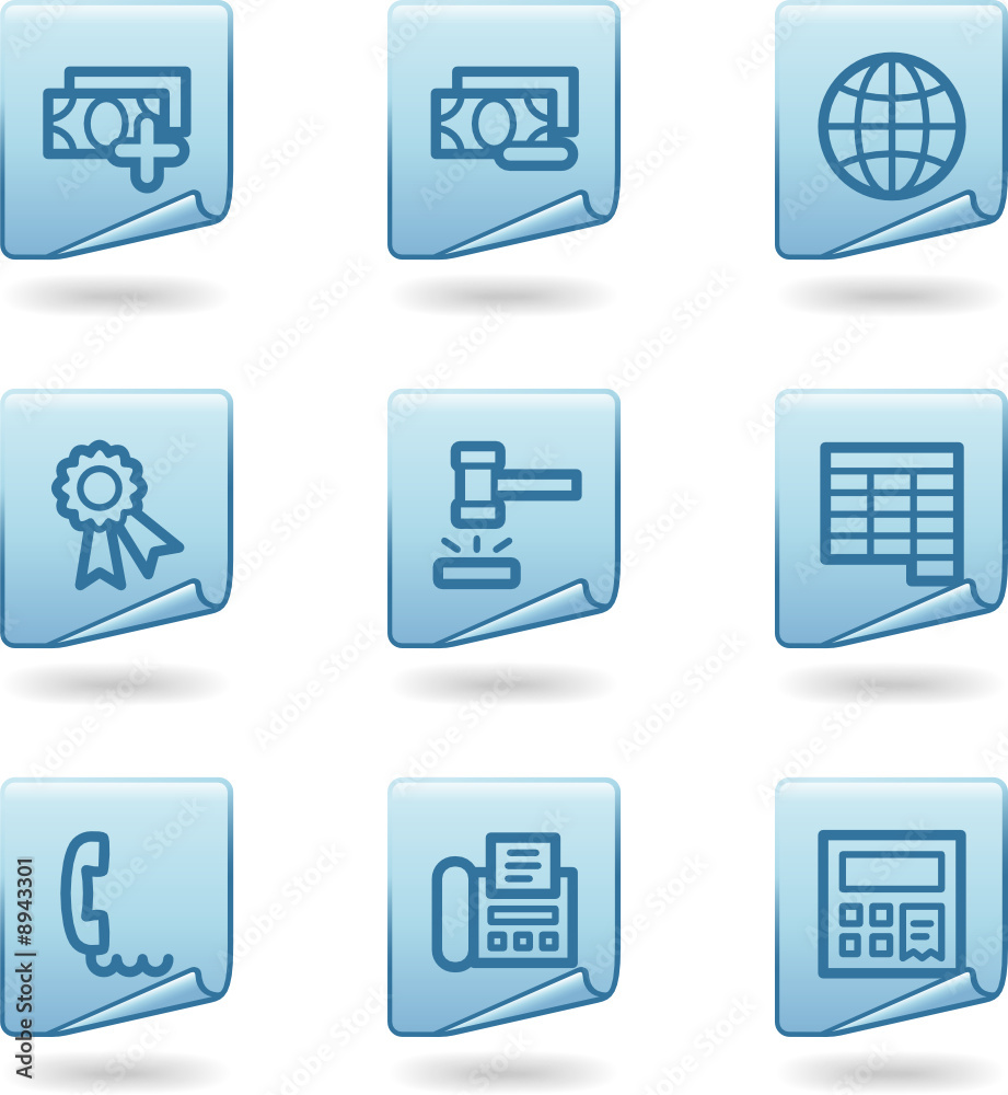 Finance 2 icons, blue sticker series Finance 2 icons, blue sticker series