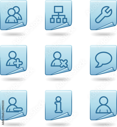 Users icons, blue sticker series