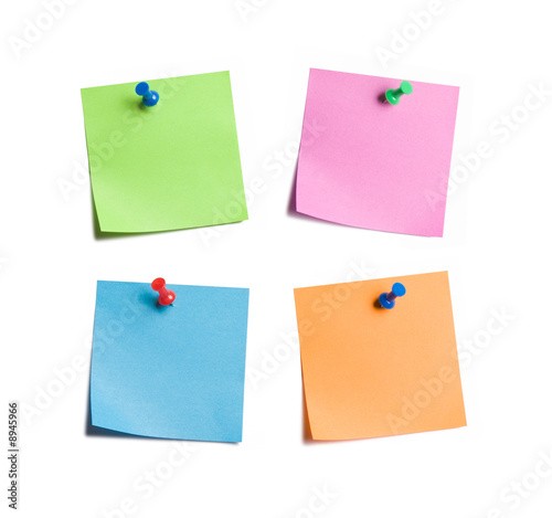 Four vibrant sticky notes on white background