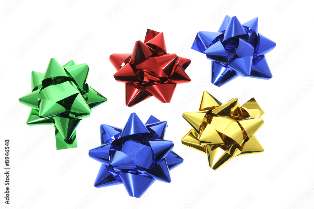 Star Bows on Isolated White Background