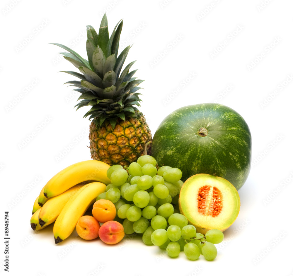 fresh fruits on white background fresh fruits on white background