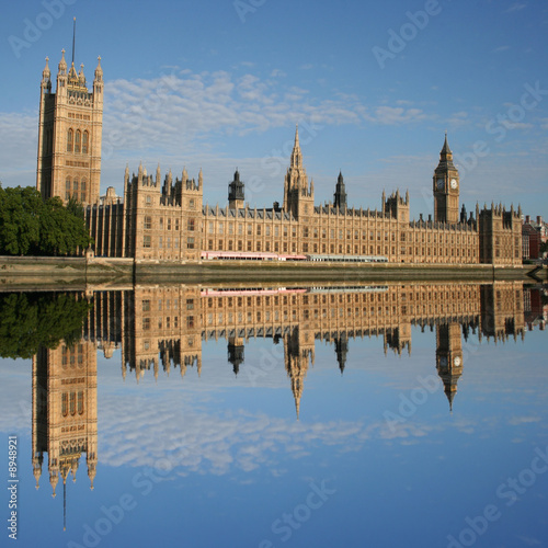 Houses of Parliament reflected in River Thames London