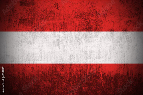 Weathered Flag Of Austria, fabric textured.. #8951127