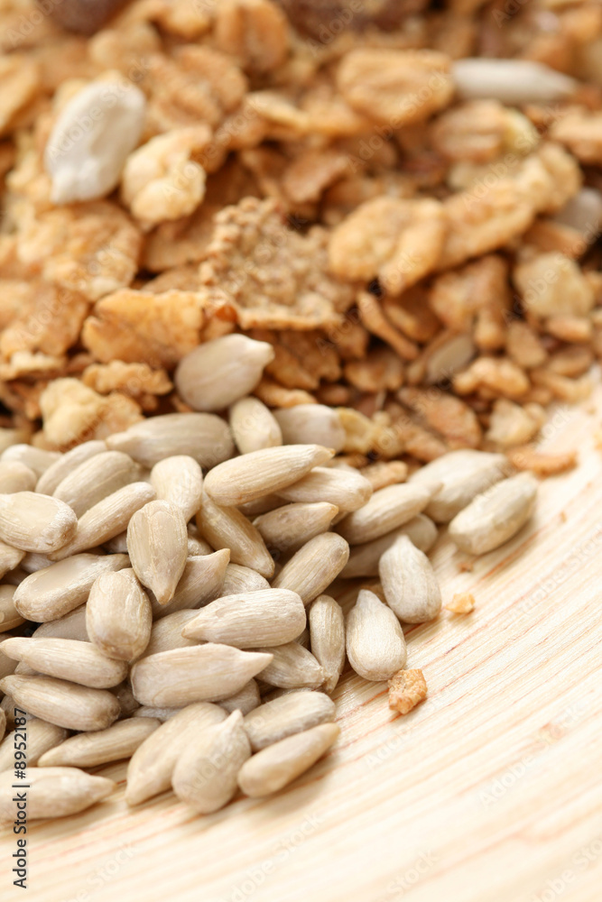 healthy eating - muesli sunflower seeds and hazelnuts healthy eating - muesli sunflower seeds and hazelnuts