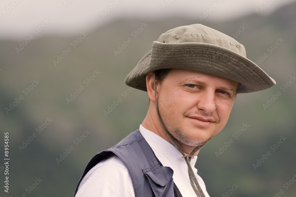 Attractive young man on a expedition trip