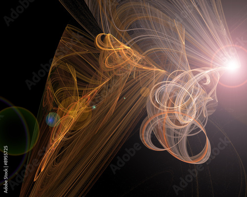 Orange flash. Abstract. Raster fractal graphics.