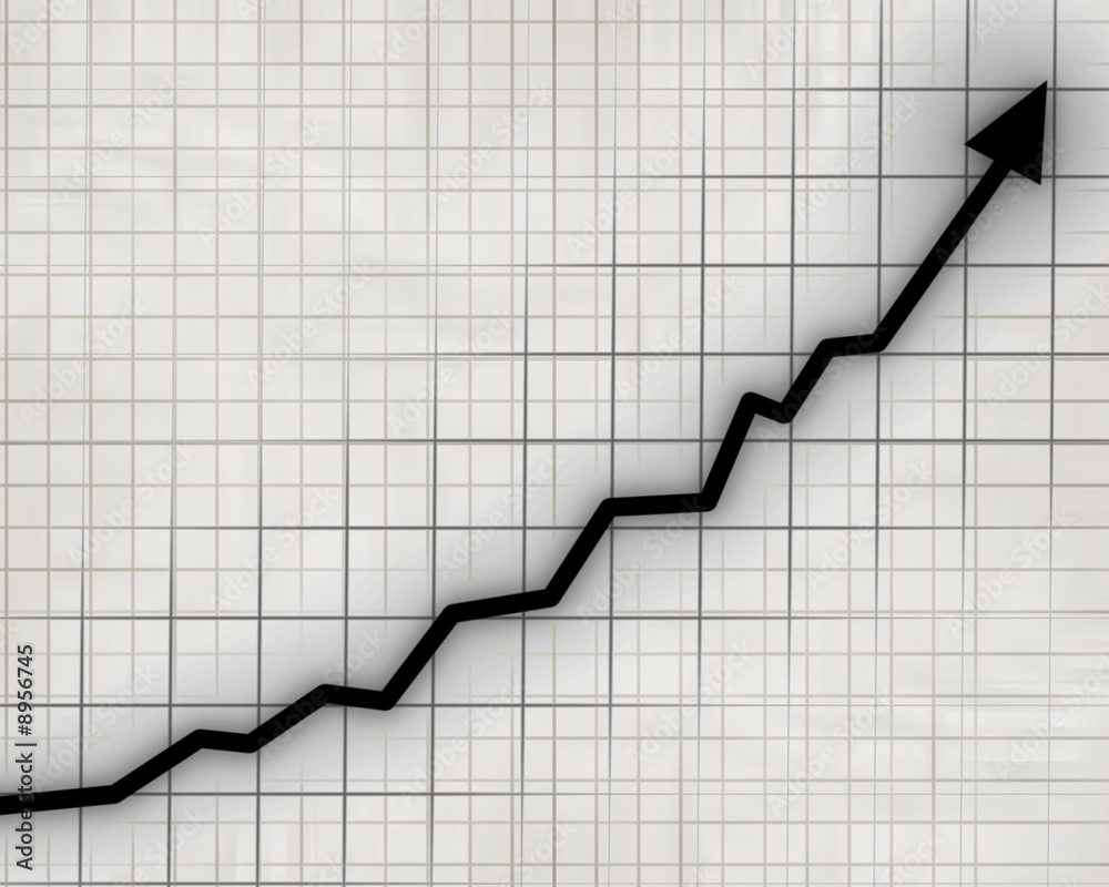 arrow graph going up on a striped peice of office paper arrow graph going up on a striped peice of office paper