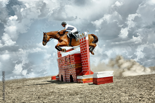 Fotografie Horse theme: jockeys, horse races, speed.