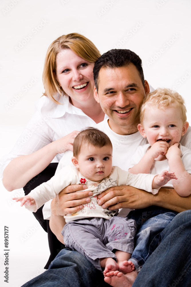 happy mixed race family portrait