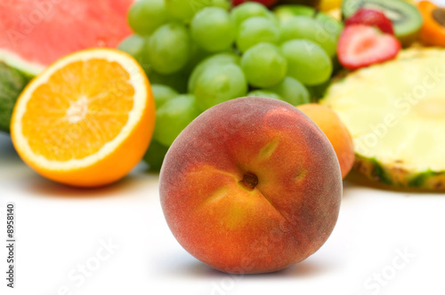 fresh peach on fruits background