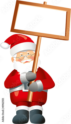 Weihnachtsmann mit Schild für Schrift