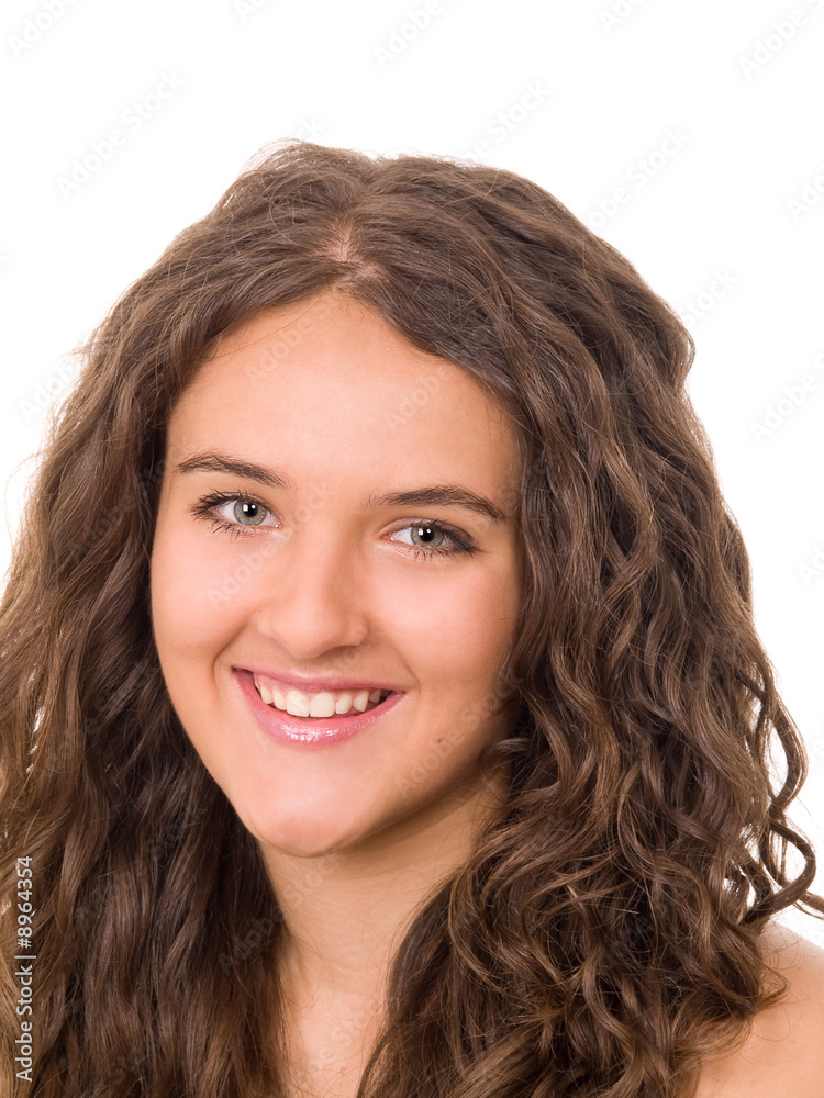 beautiful smiling teen girl with long curled hair beautiful smiling teen girl with long curled hair