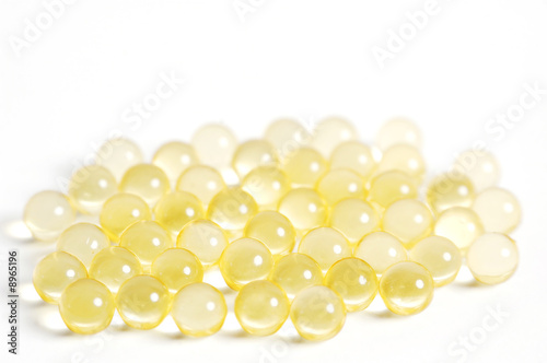Macro of vitamins A D gel pills