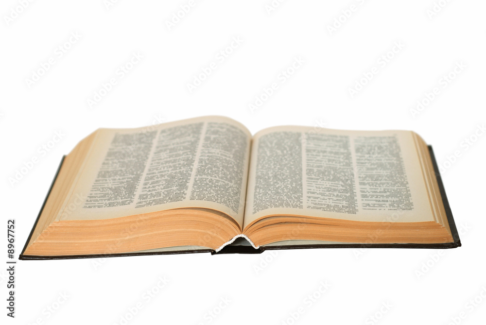 Open old book isolated on a white background Open old book isolated on a white background